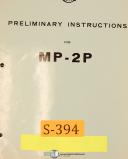 SIP MP-2P, Jig Boring Mill, Preliminatry Instructions Manual